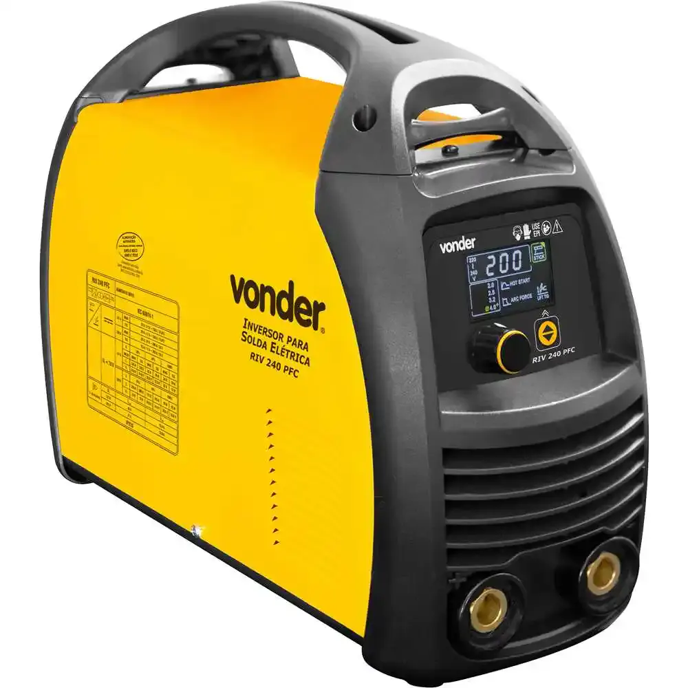 Máquina inversora de solda com eletrodo e TIG 200 a RIV 240 PFC display digital LCD 85 v a 265 v Vonder — fotografia 4
