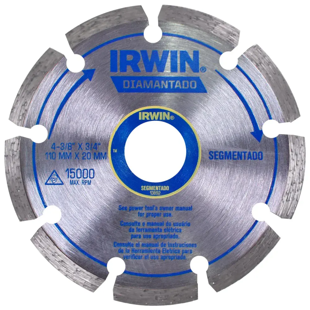 Disco diamantado 110MM segmentado IW13892 Irwin - corte seco