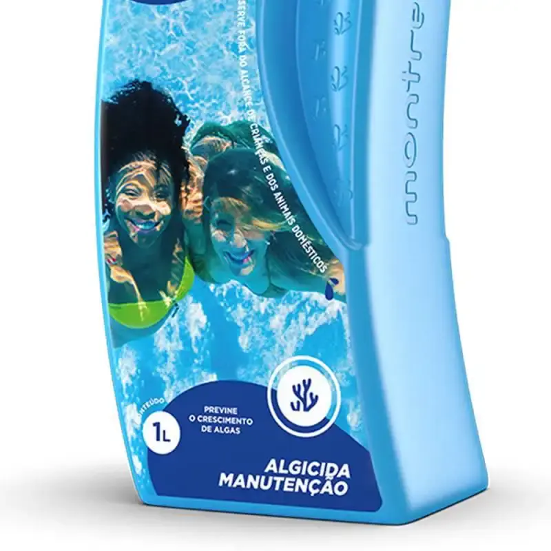Cloro algicida manutenção anti algas para piscinas e hidrotanques 1 litro Montreal — fotografia 3
