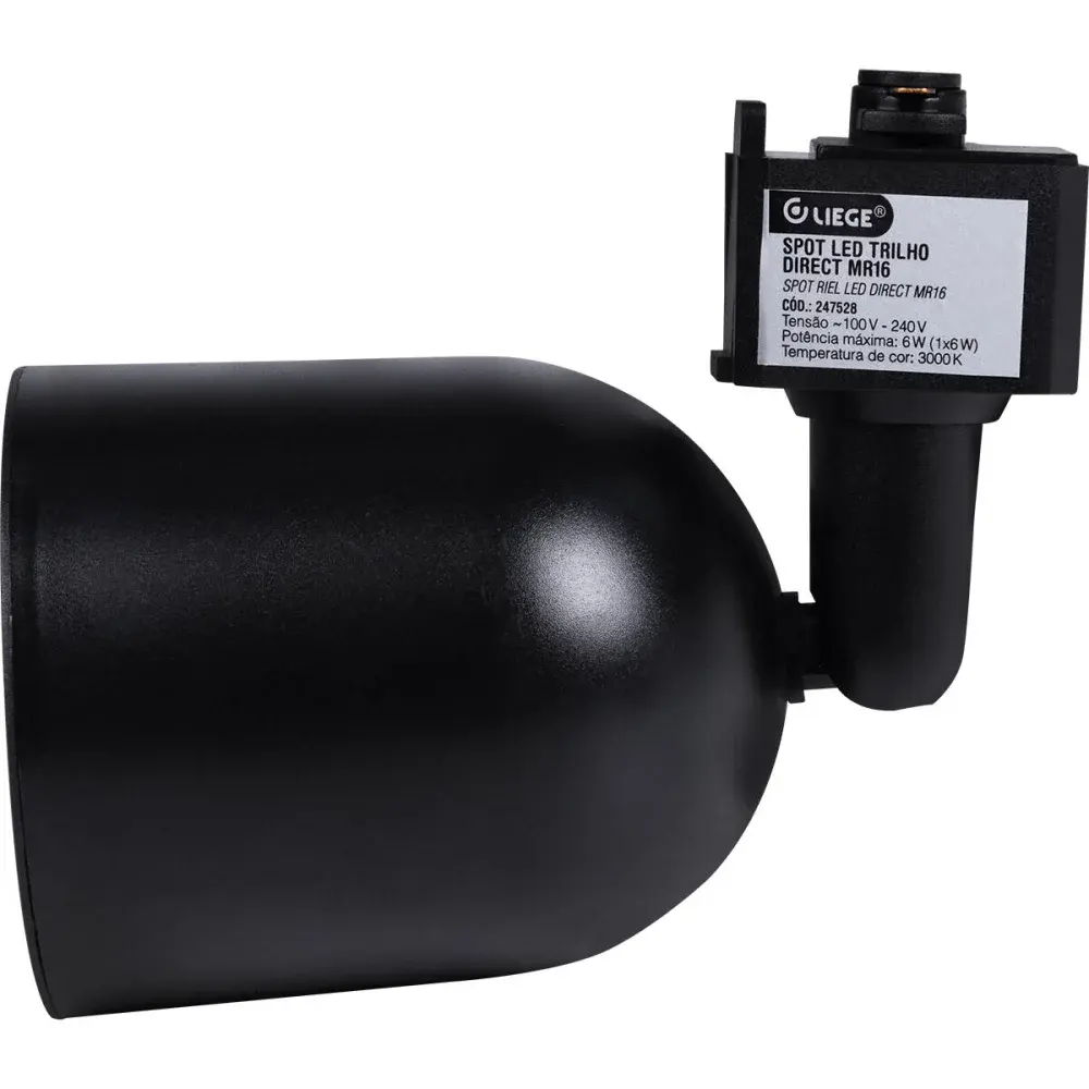 Spot led para trilho 6W 3000K 450LM bivolt preto Liege — fotografia 2