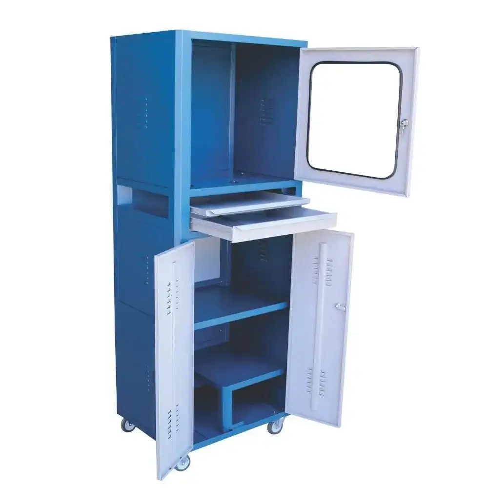 Rack fechado para computador R5 visor vidro temperado Fercar Azul — fotografia 2