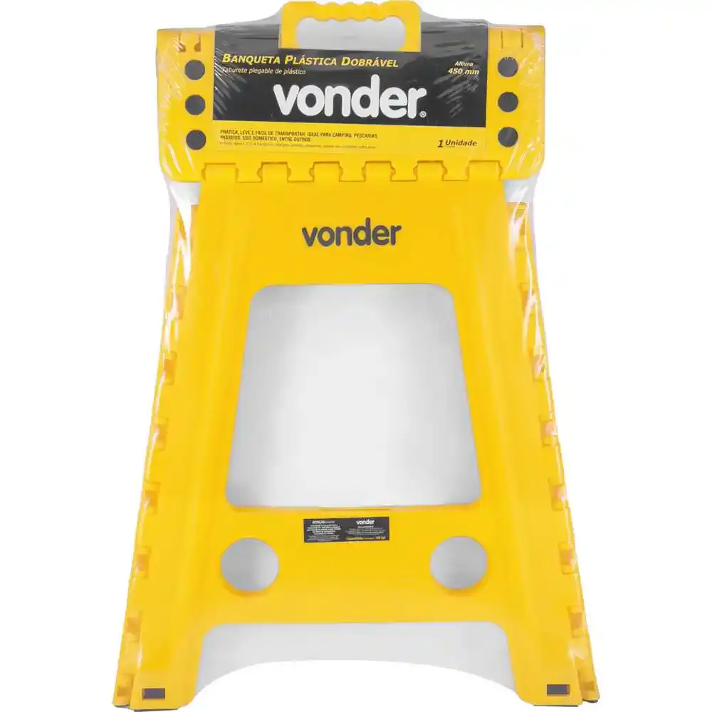 Banqueta plástica dobrável amarela 45CM Vonder — fotografia 5