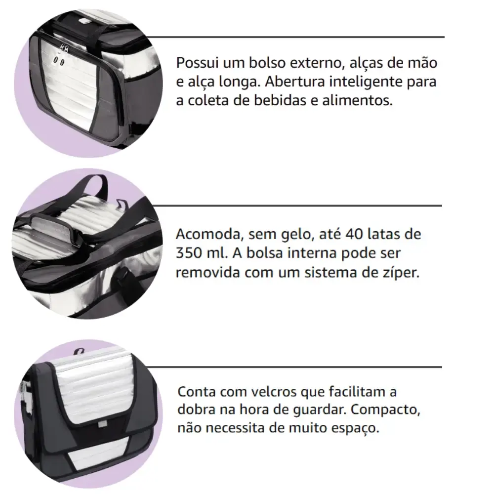 Bolsa térmica 36 litros com divisória 003622 Mor — fotografia 5