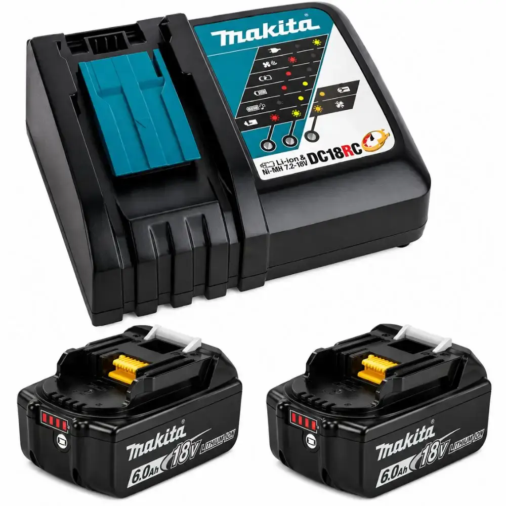 Carregador bivolt DC18WC com 2 baterias 18V 6,0AH BL1860B Makita