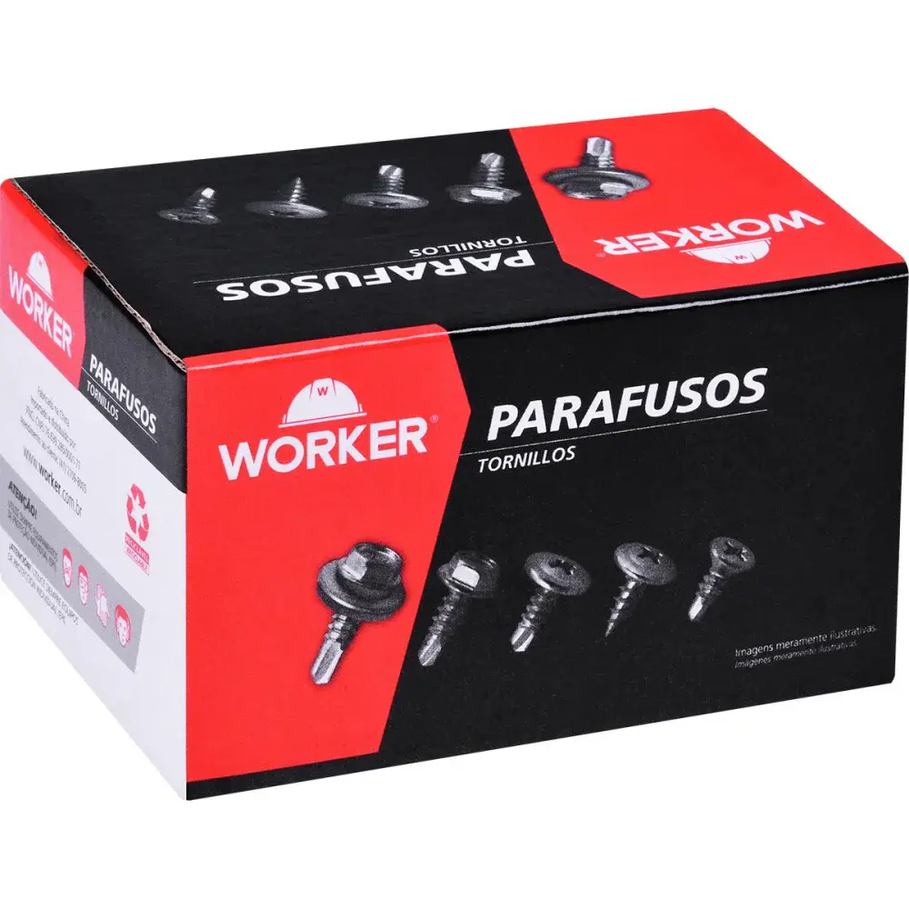 Parafuso p/ drywall ponta agulha cab. chata 3,5X45MM Worker — fotografia 5