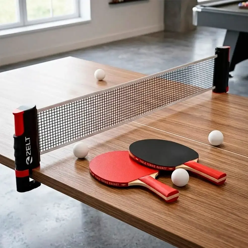 Kit raquete ping pong profissional com rede retrátil e 4 bolinhas zt-kpp Zelt — fotografia 2