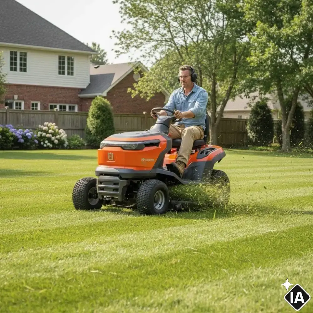 Trator cortador de grama gasolina 15 HP 4T TS 114 Husqvarna — fotografia 8