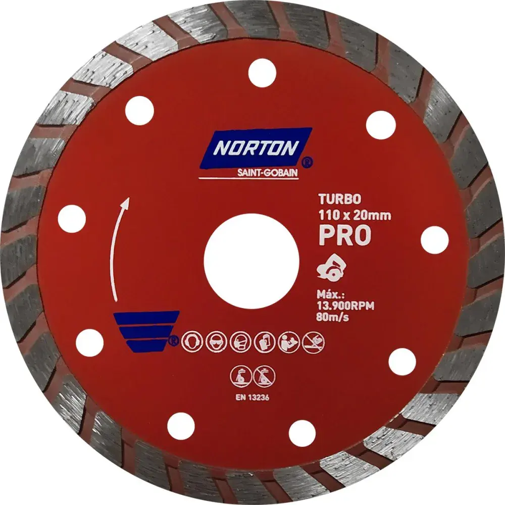 Disco diamantado pro turbo para serra mármore 110X20MM Norton — fotografia 2