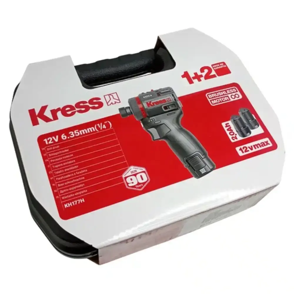 Furadeira parafusadeira brushless 1/4POL 50NM com 2 baterias e carregador Kress — fotografia 9