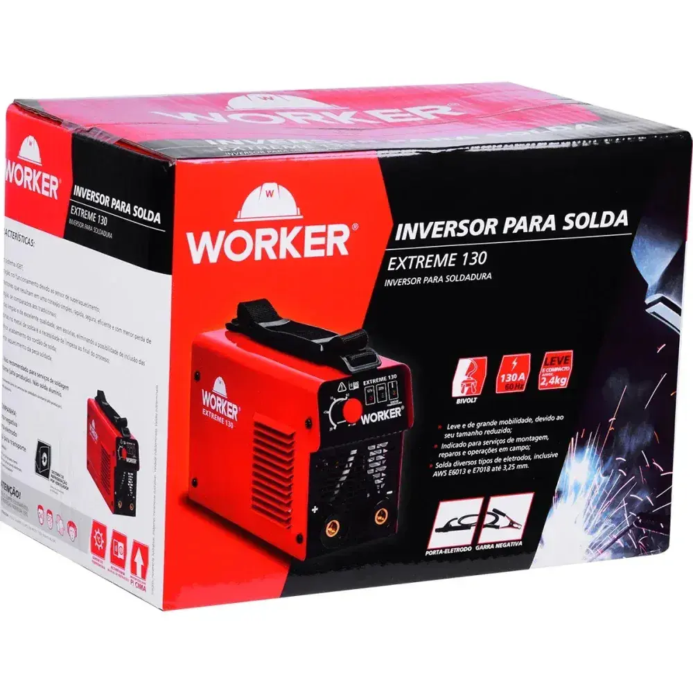 Inversor de solda extreme 130 igbt 5,5KVA 130A bivolt Worker — fotografia 10