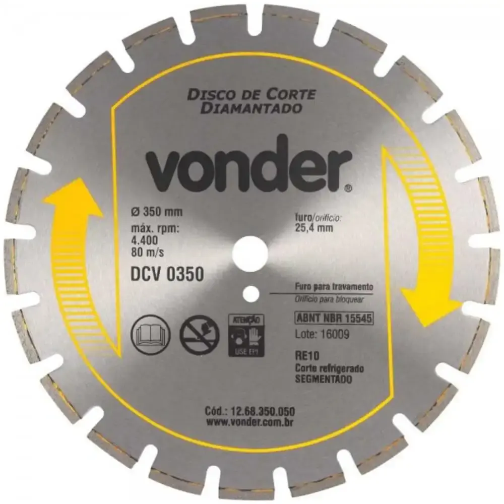 Disco diamantado 350 MM para asfalto e concreto DCV 0350 Vonder