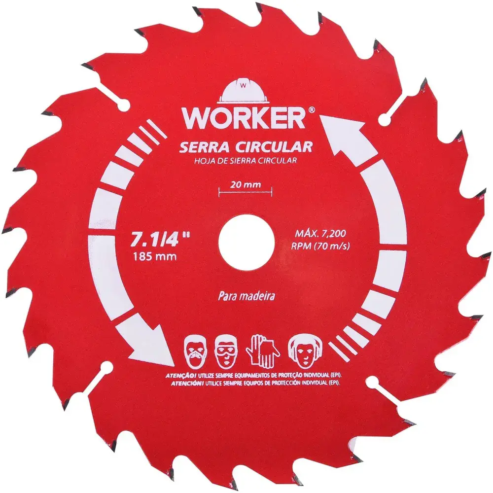 Serra circular elétrica 7.1/4 5000RPM 1300W 220V Worker — fotografia 11