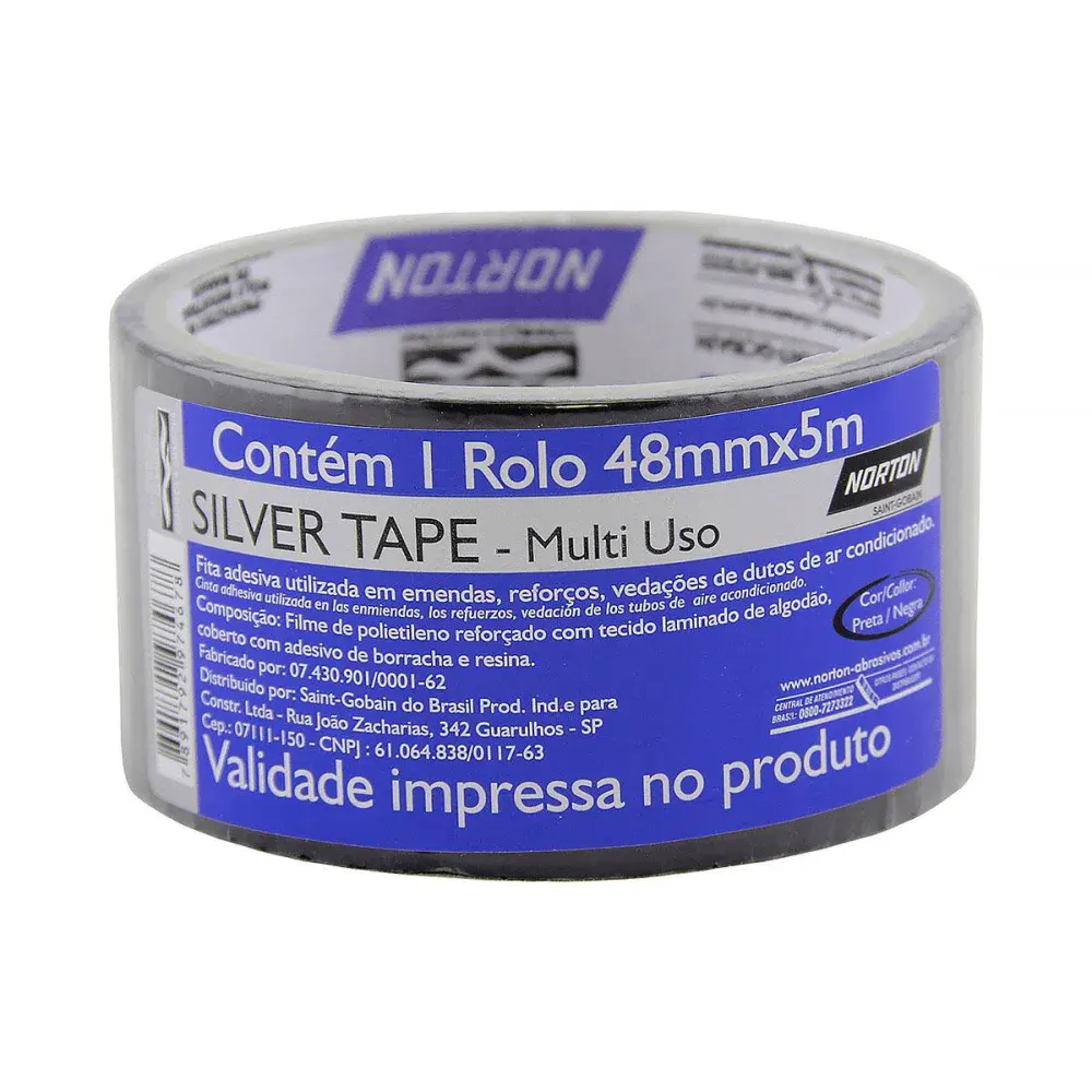Fita silver tape preta 48MM 5M Norton — fotografia de referência