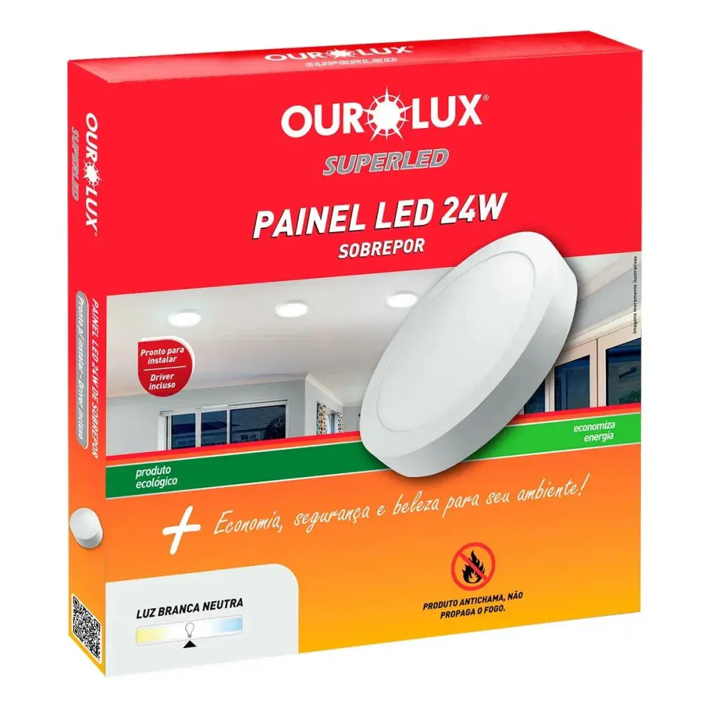 Painel led redondo sobrep 24W 4000K biv Ourolux