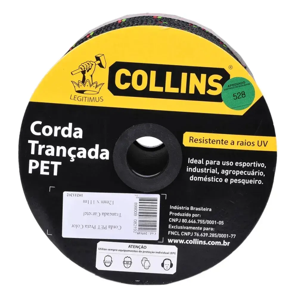 Corda pet trançada 147M/ 10MM preta Collins — fotografia 6