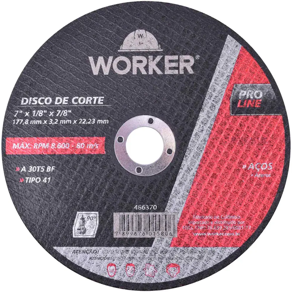 Disco corte aço 7X 1/8/8 Worker