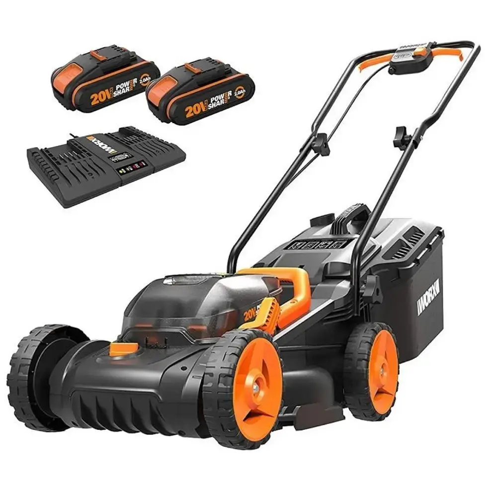 Cortador de grama com 2 baterias 20V e carrinho WG779E.2 soprador varredor 20V Worx — fotografia 5
