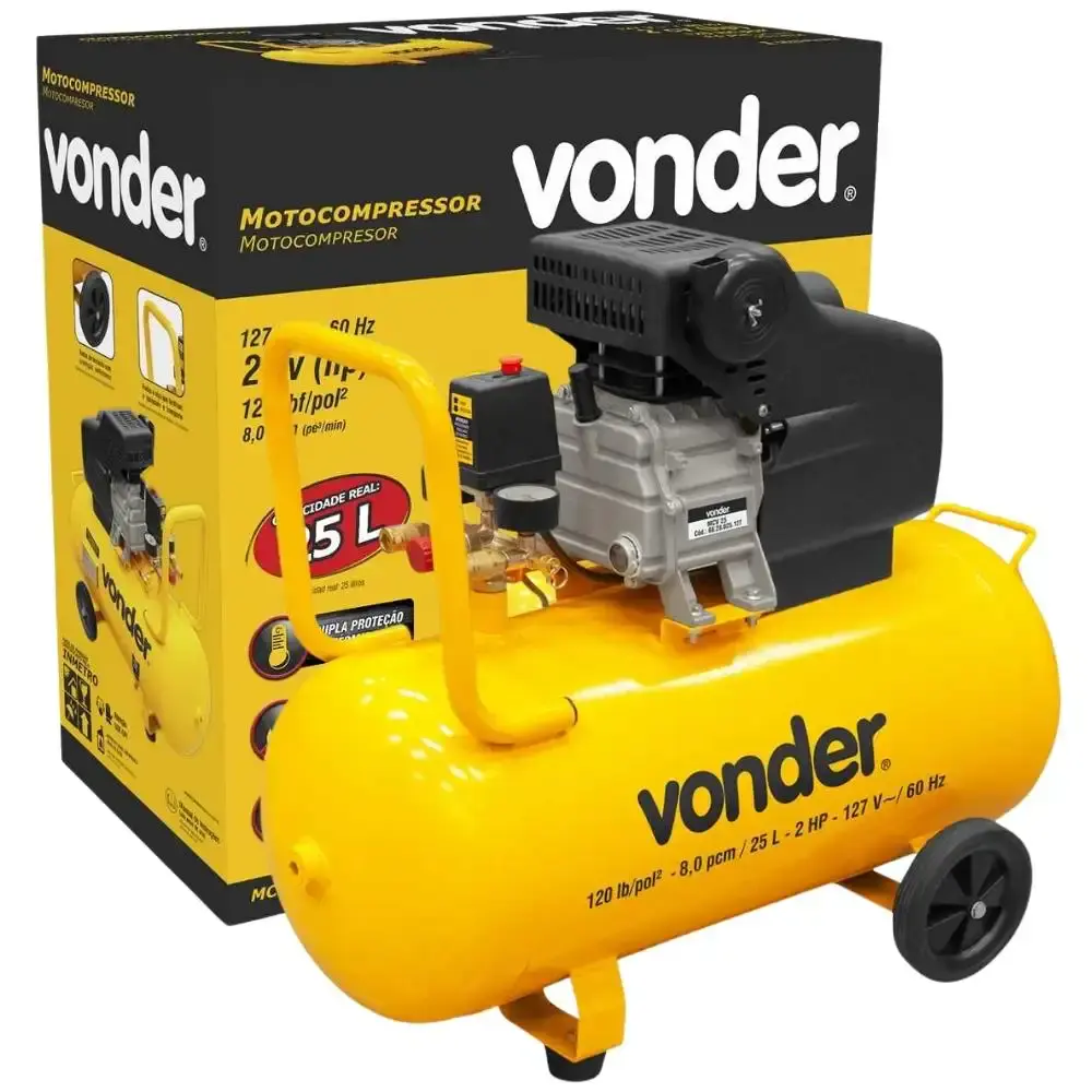 Compressor de ar portátil 8 pés 2 HP 25 litros MCV-25 Vonder 110 V — fotografia 5