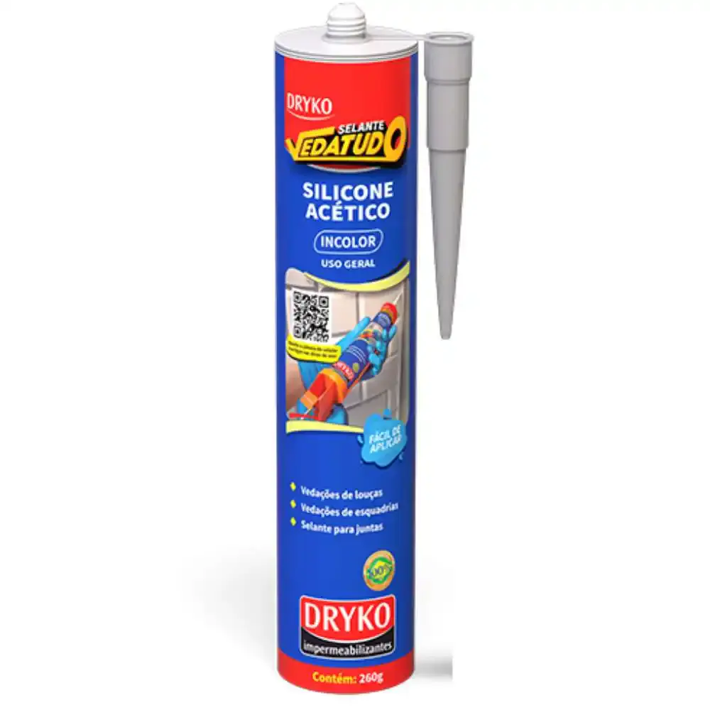 Silicone Acético Incolor Vedatudo 260 g DRYKO — fotografia de referência