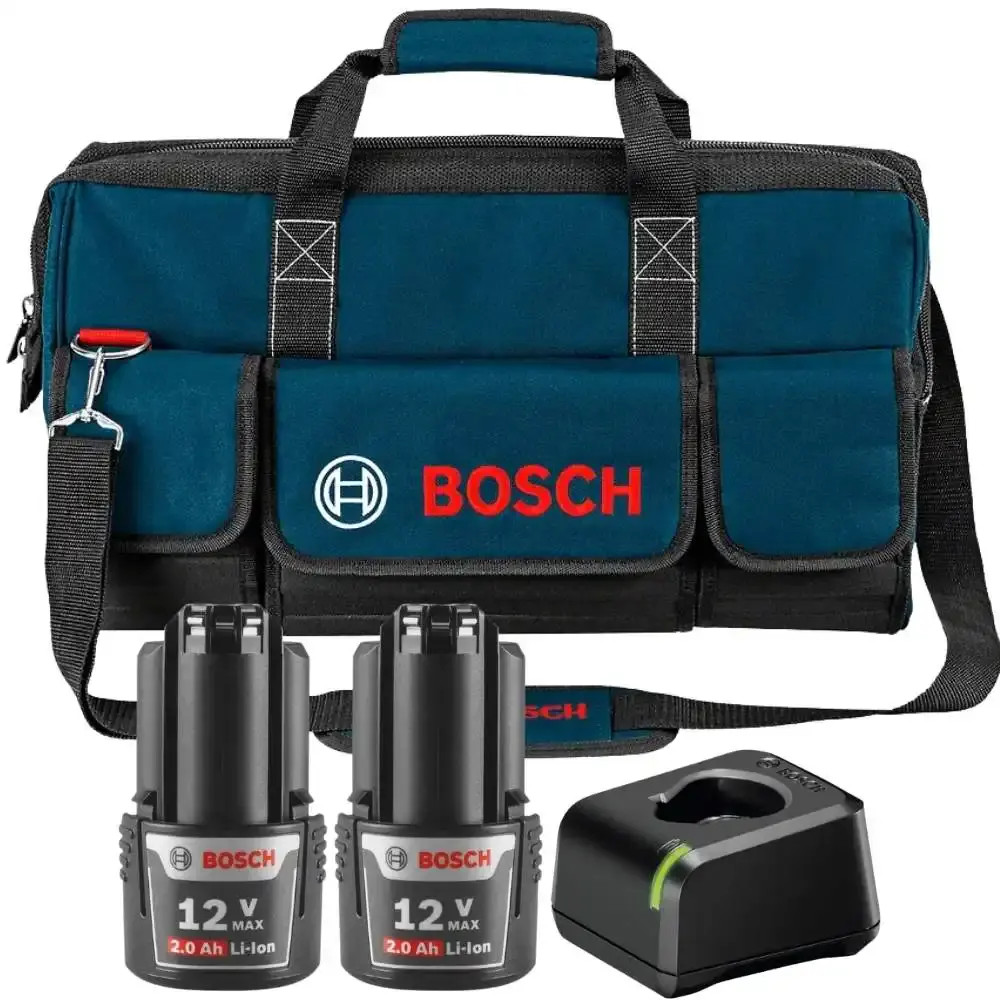 Bolsa para ferramentas grande com 2 baterias 2,0AH 12V e carregador bivolt Bosch — fotografia 2