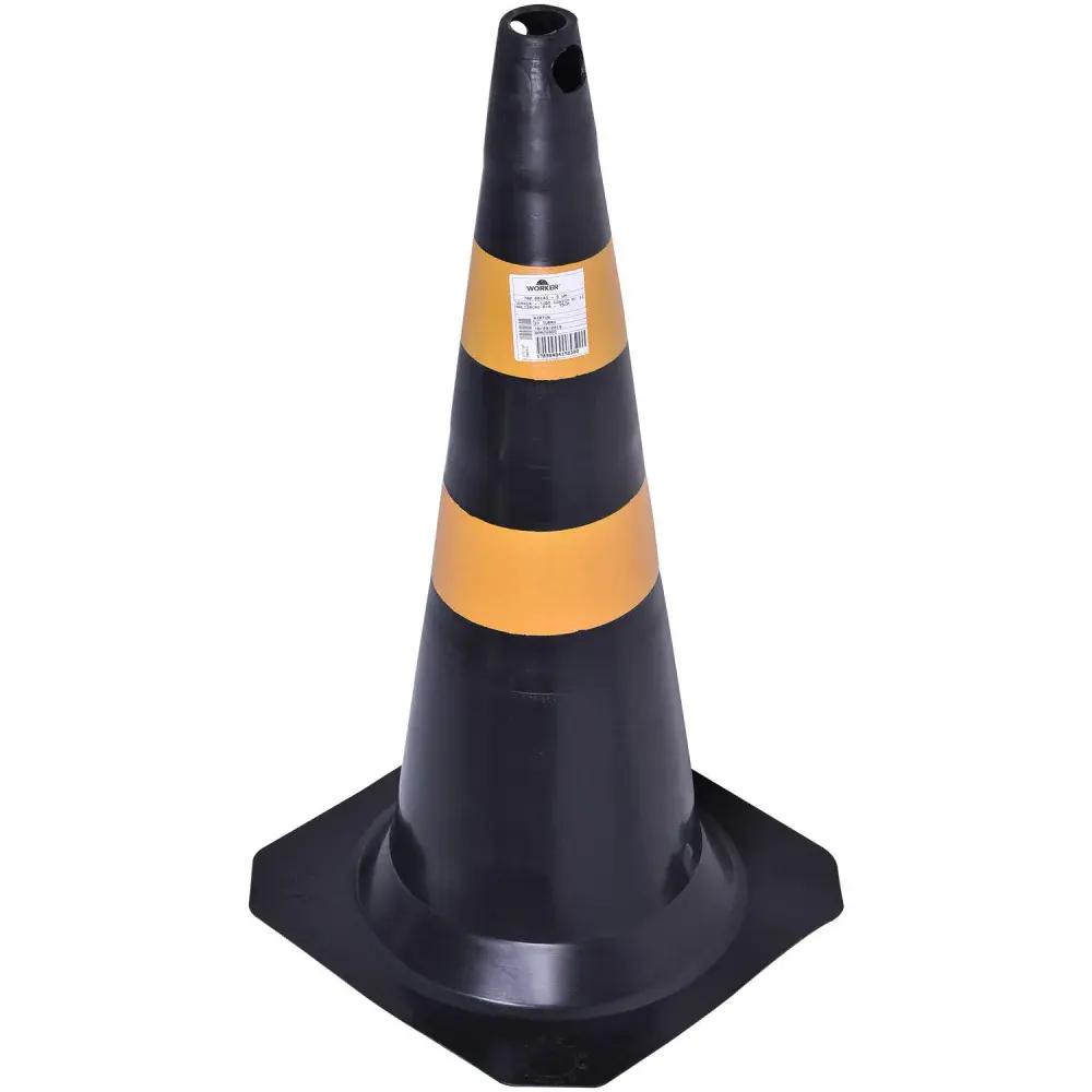 Cone para sinalização em pvc amarelo e preto 75CM Worker — fotografia 2