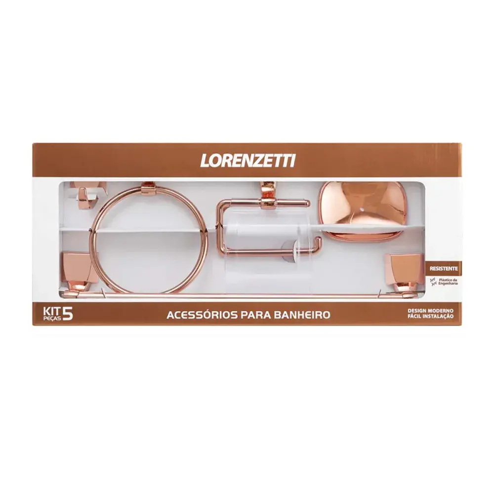 Kit banheiro attic quadra rose gold com 5 peç lorenzetti Lorenzetti Duchas