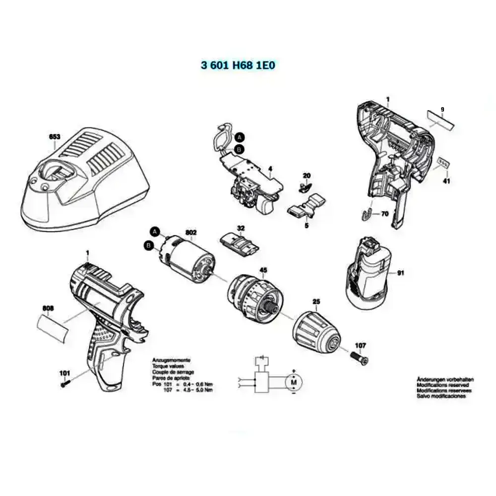 Motor 10.8 v para parafusadeira GSR 10.8-2 LI / GSR 12-LI 2609199258 Bosch — fotografia 3