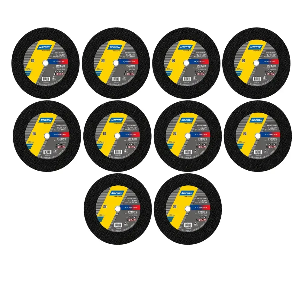 Kit 10 Discos de Corte Standard para Inox 254 x 3 x 15,8mm NORTON