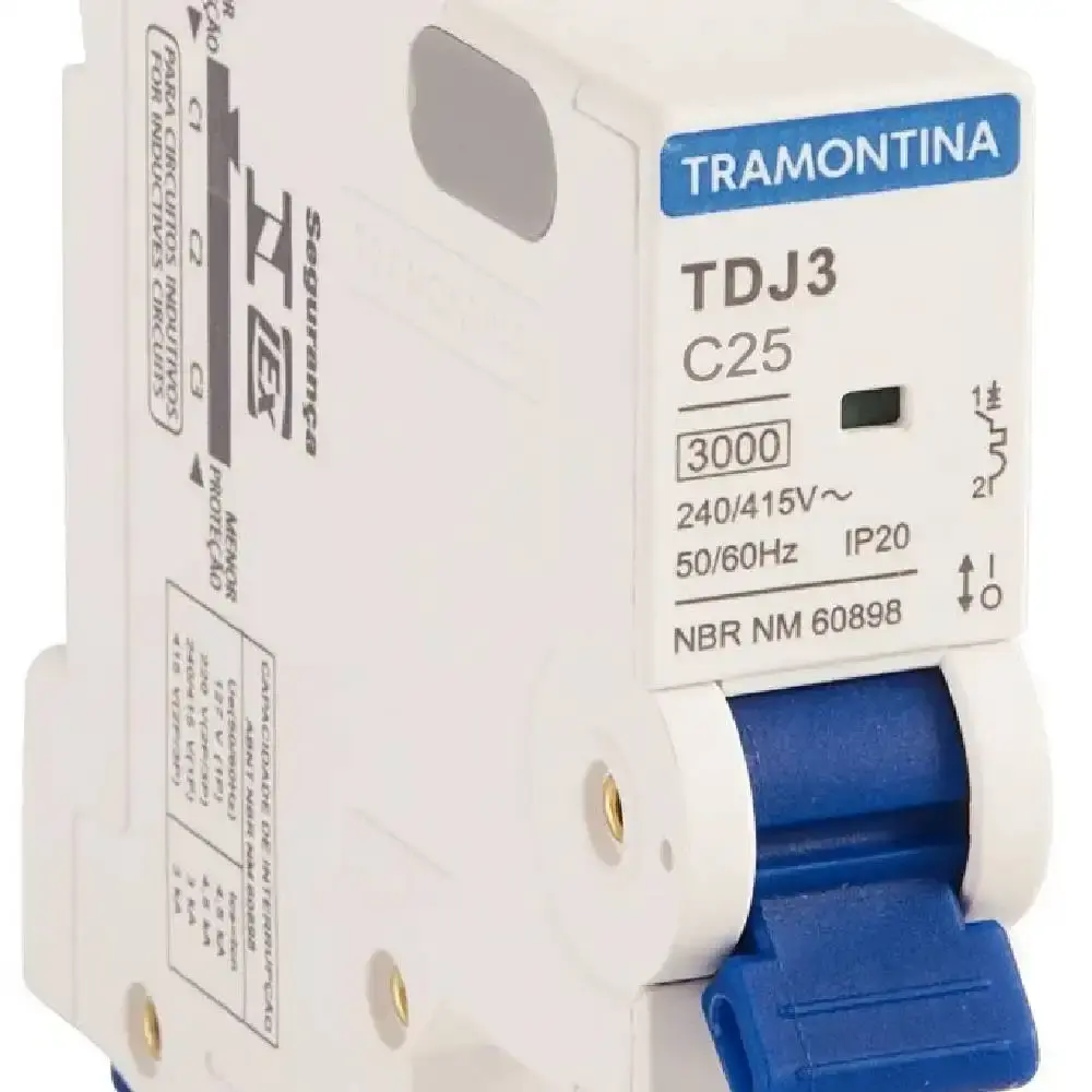 Mini Disjuntor TDJ3 1 P 25 A 3 kA curva C TRAMONTINA — fotografia 5
