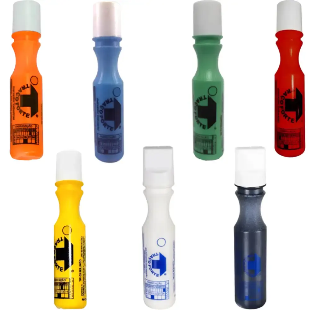 Kit 6 marcadores industriais varias cores 2MM 60ML híbrido Baden