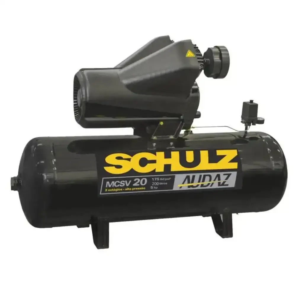 Compressor de ar 5,0 HP 20 pés 200 litros trifásico audaz mcsv 20/200 Schulz