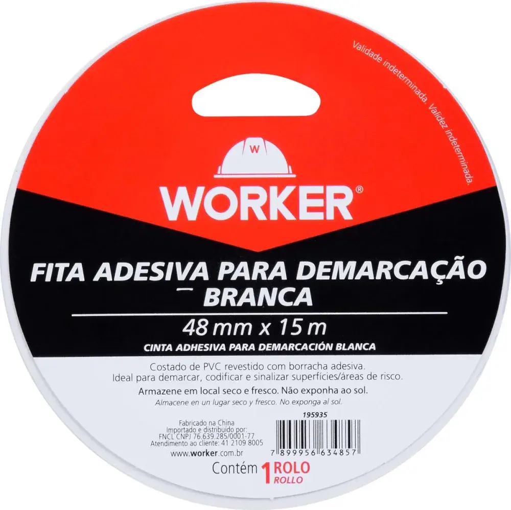 Fita adesiva para demarcação 48MMX15M branca Worker — fotografia 4
