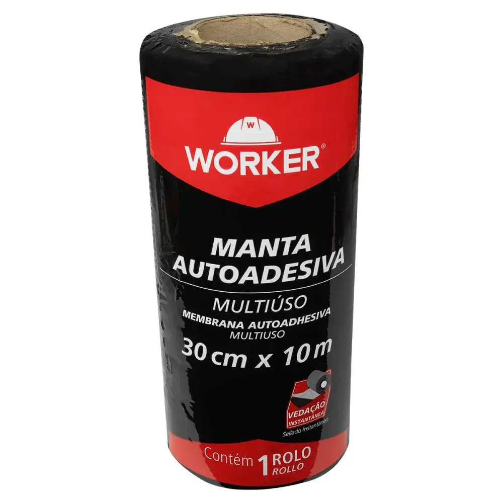 Fita manta asfáltica autoadesiva alumínio 30CM x 10M Worker — fotografia 3