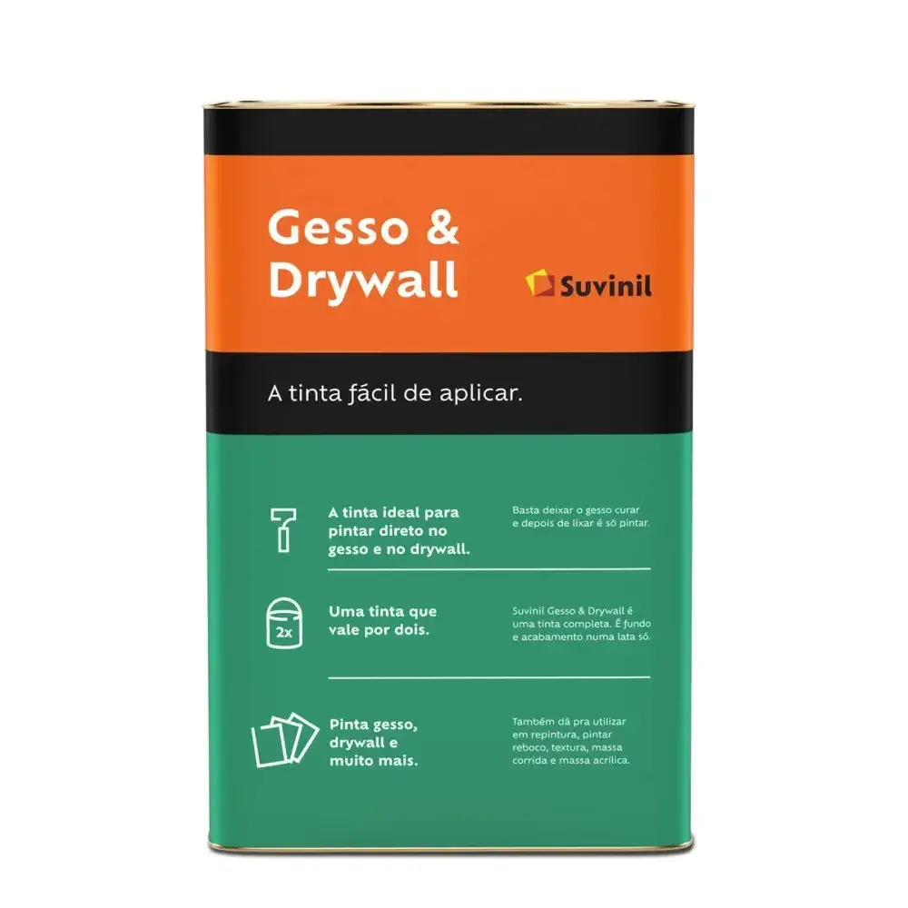 Tinta fixadora para gessodrywall fosco branca 18L Suvinil — fotografia 4