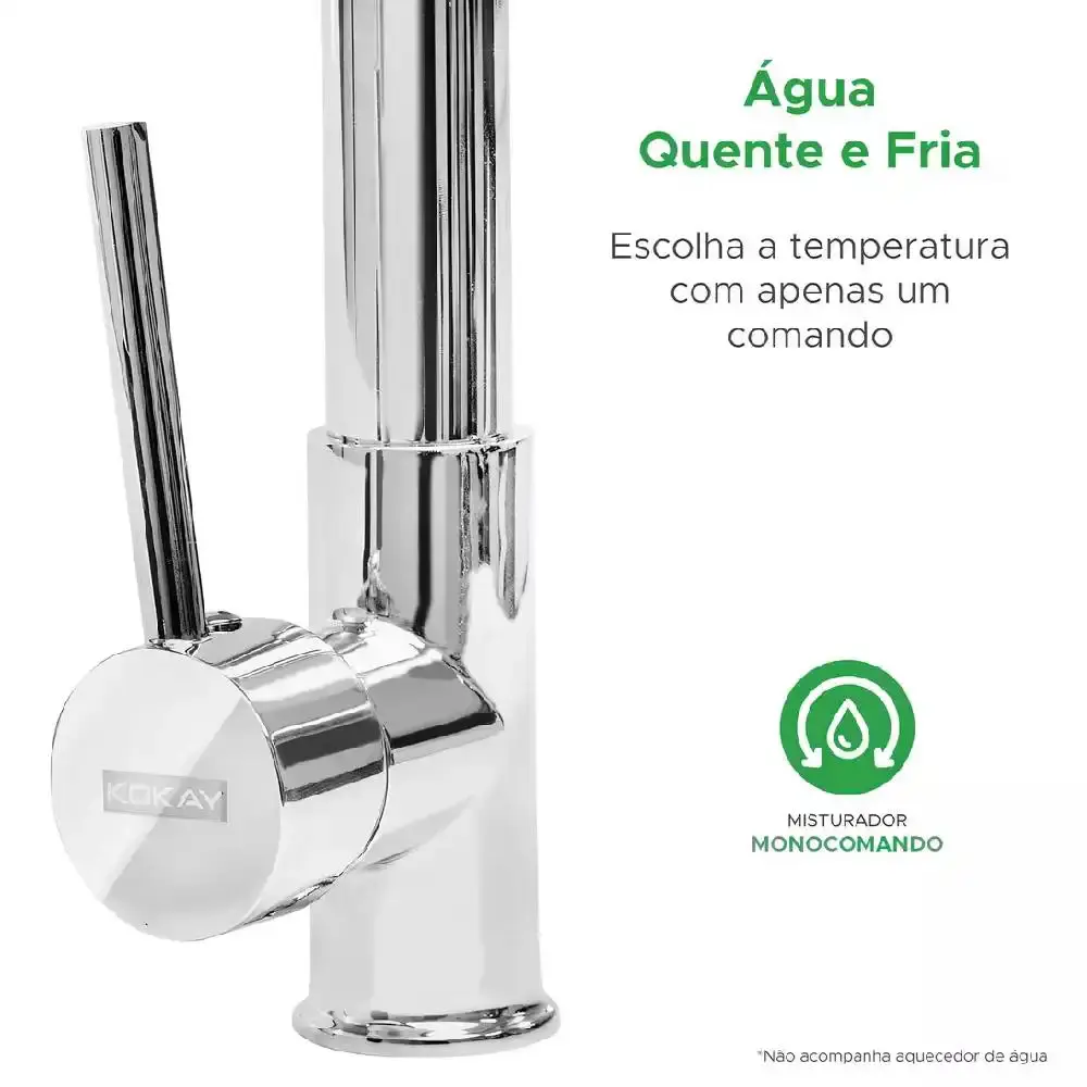Torneira cozinha 1/2 POL monocomando com spray extensor Kokay — fotografia 6