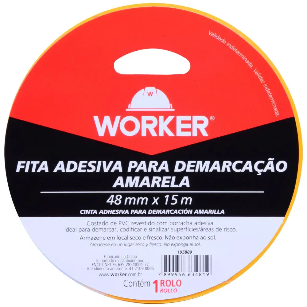 Fita adesiva para demarcação 48MMX15M amarela Worker — fotografia 3