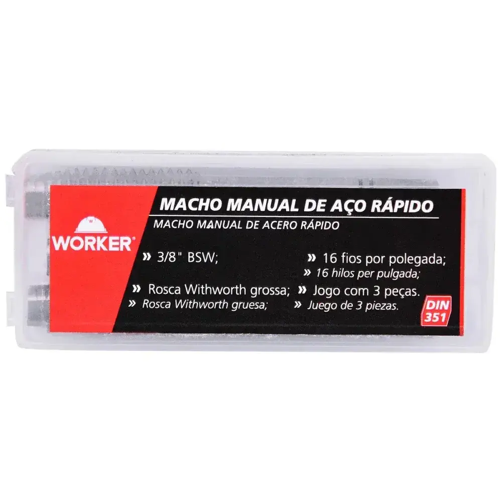 Jogo macho manual DIN351 bsw 3/8 3 peç Worker — fotografia 12