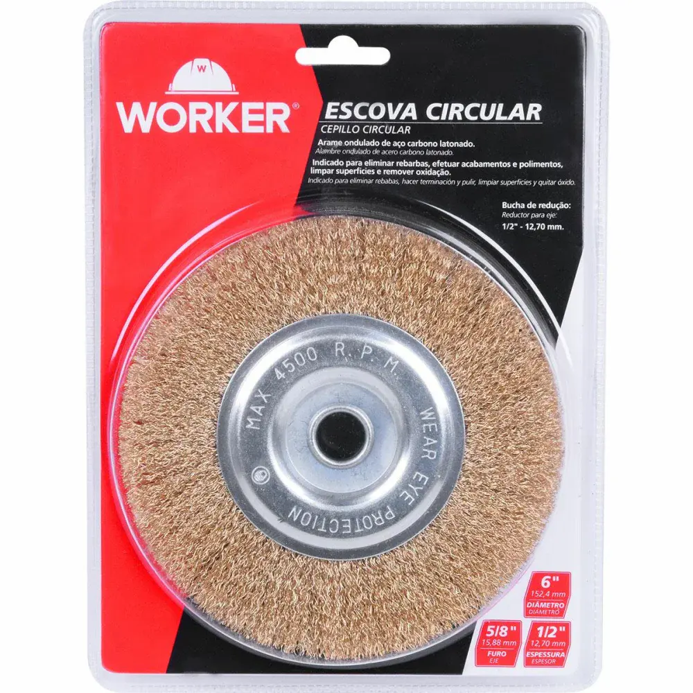 Escova circular em aço latonado 6 152,4MM 6.000RPM Worker — fotografia 4