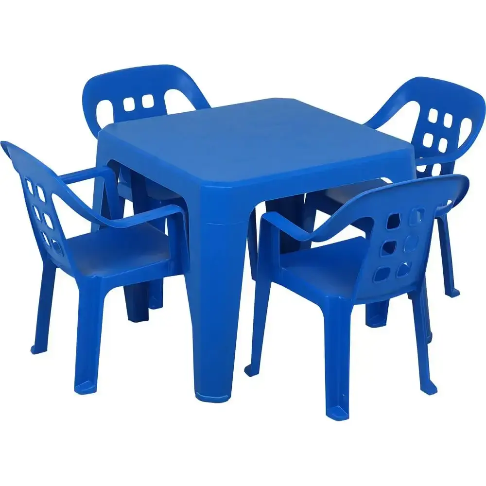 Mesa Play Infantil 61 x 46cm Azul com 4 Cadeiras de Plástico Infantil Azul BEL — fotografia de referência