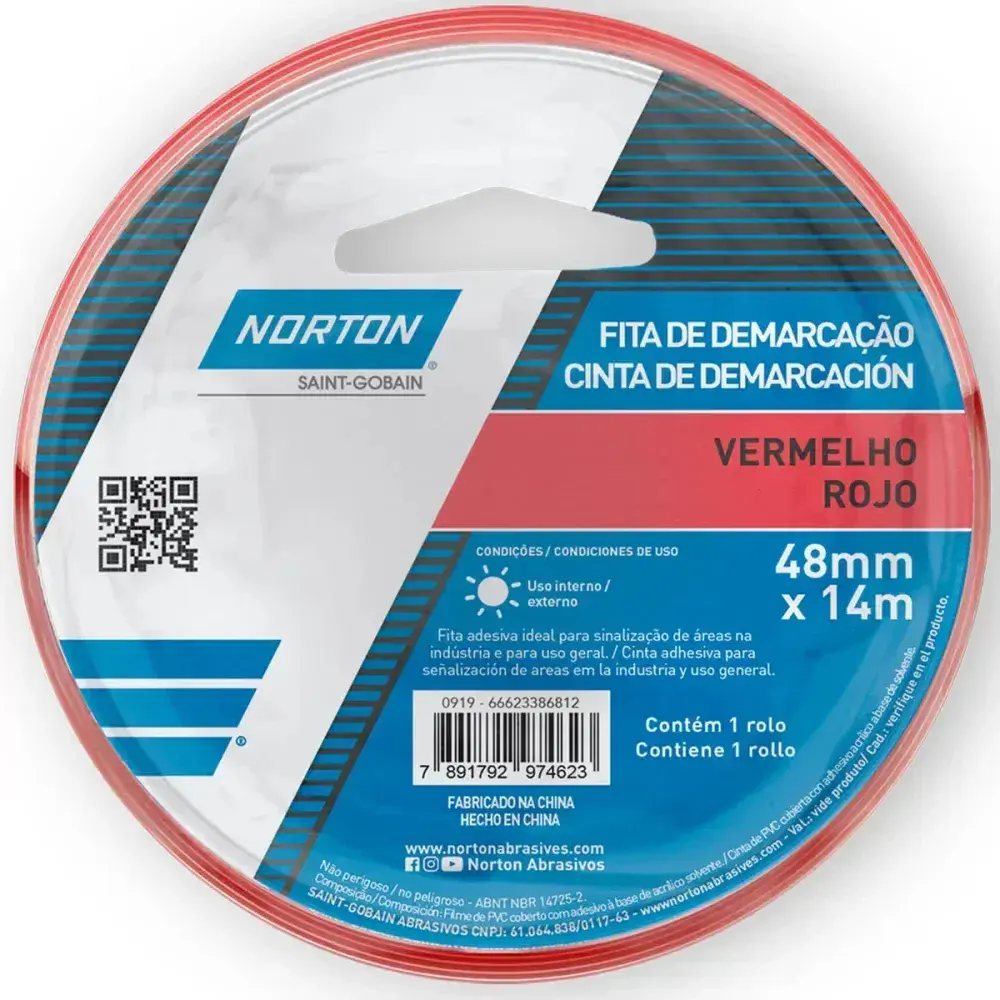 Fita demarcação de solo vermelha 48MM 14M Norton — fotografia 3
