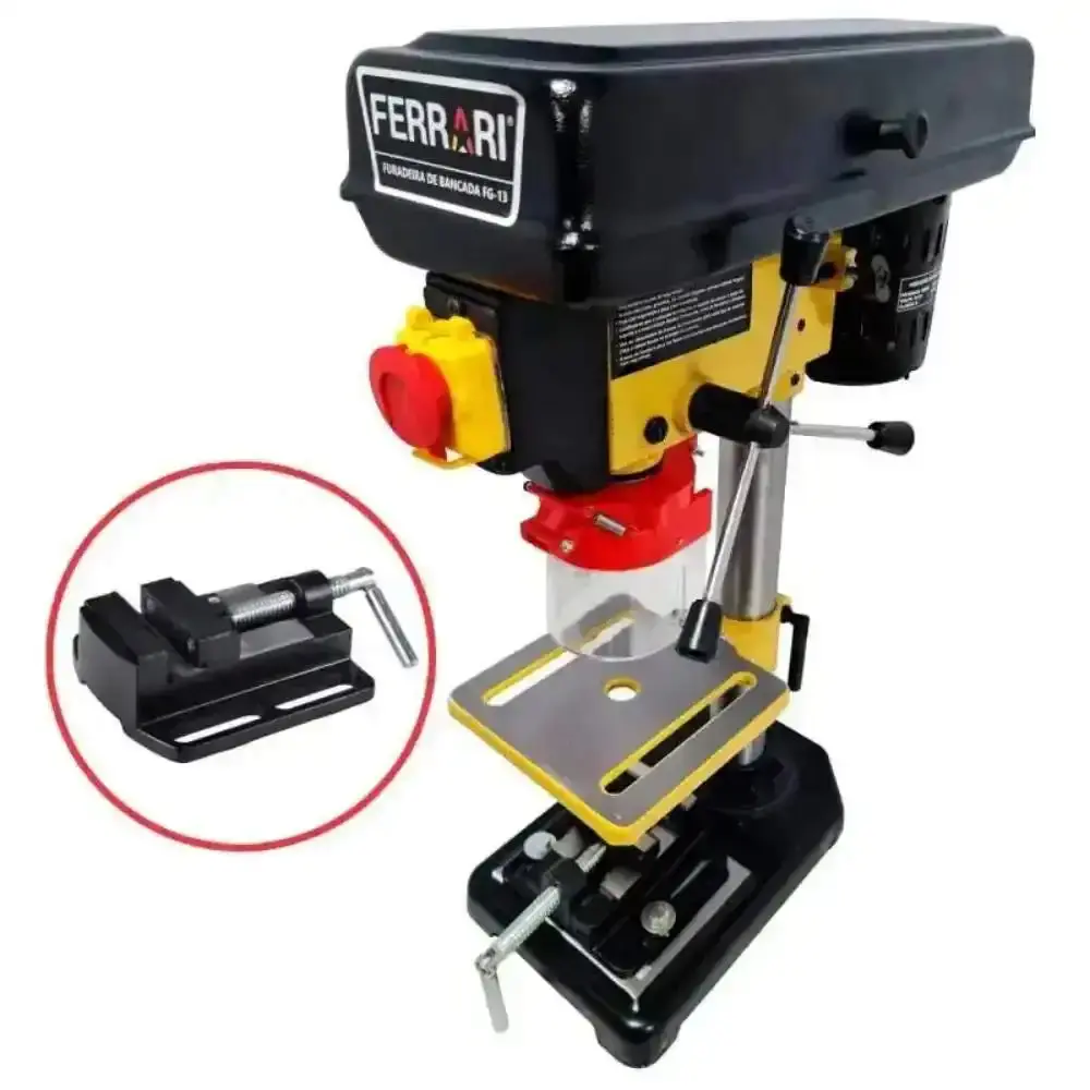 Furadeira bancada mandril 1/2 POL motor 350W com morsa FG13CM Ferrari 110 V — fotografia 9