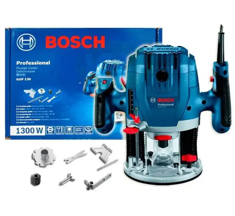 Tupia de coluna 6 MM 1300W profissional com acessórios GOF 130 Bosch 110 V — fotografia 5