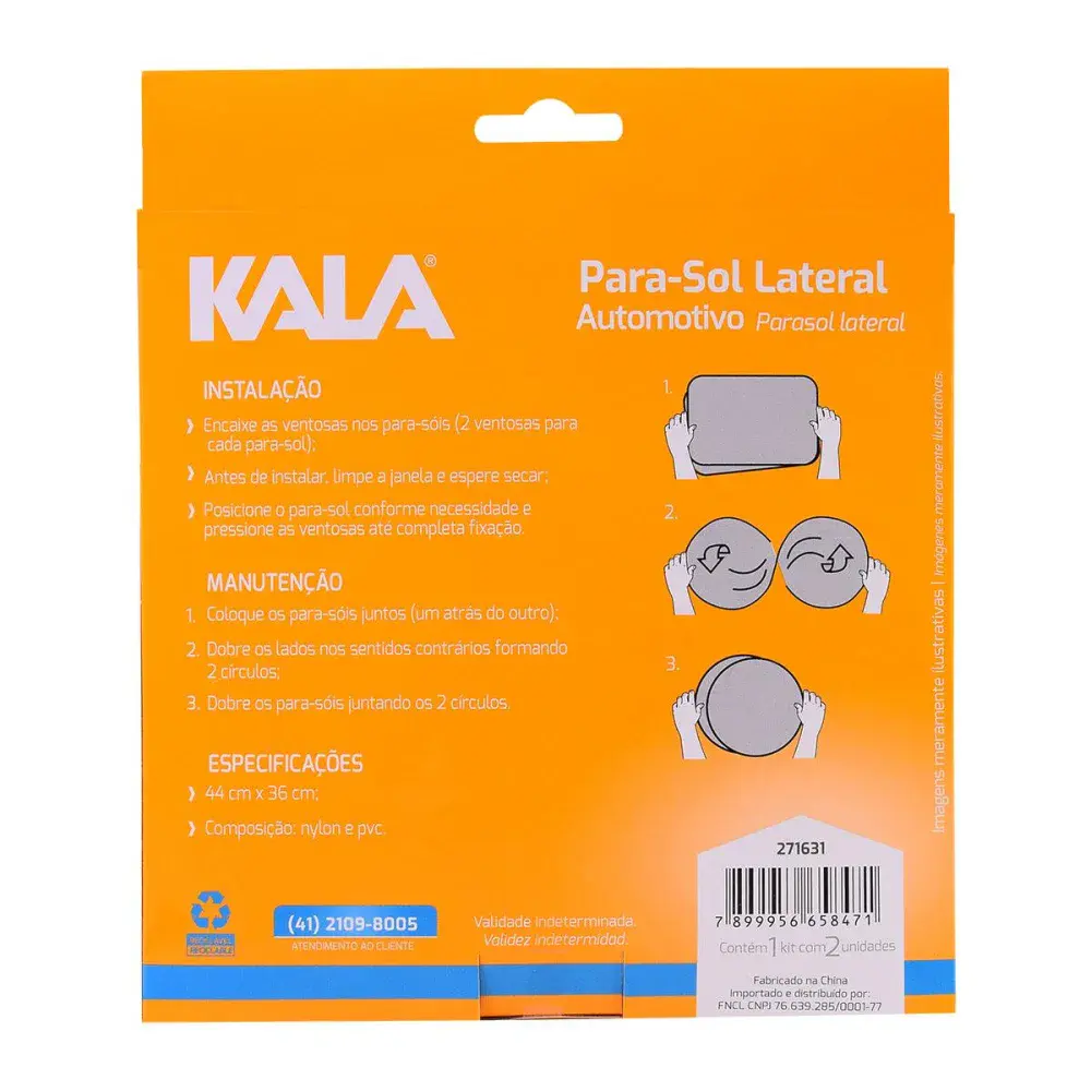 Para-sol lateral para automotivo 44X36CM Kala — fotografia 7