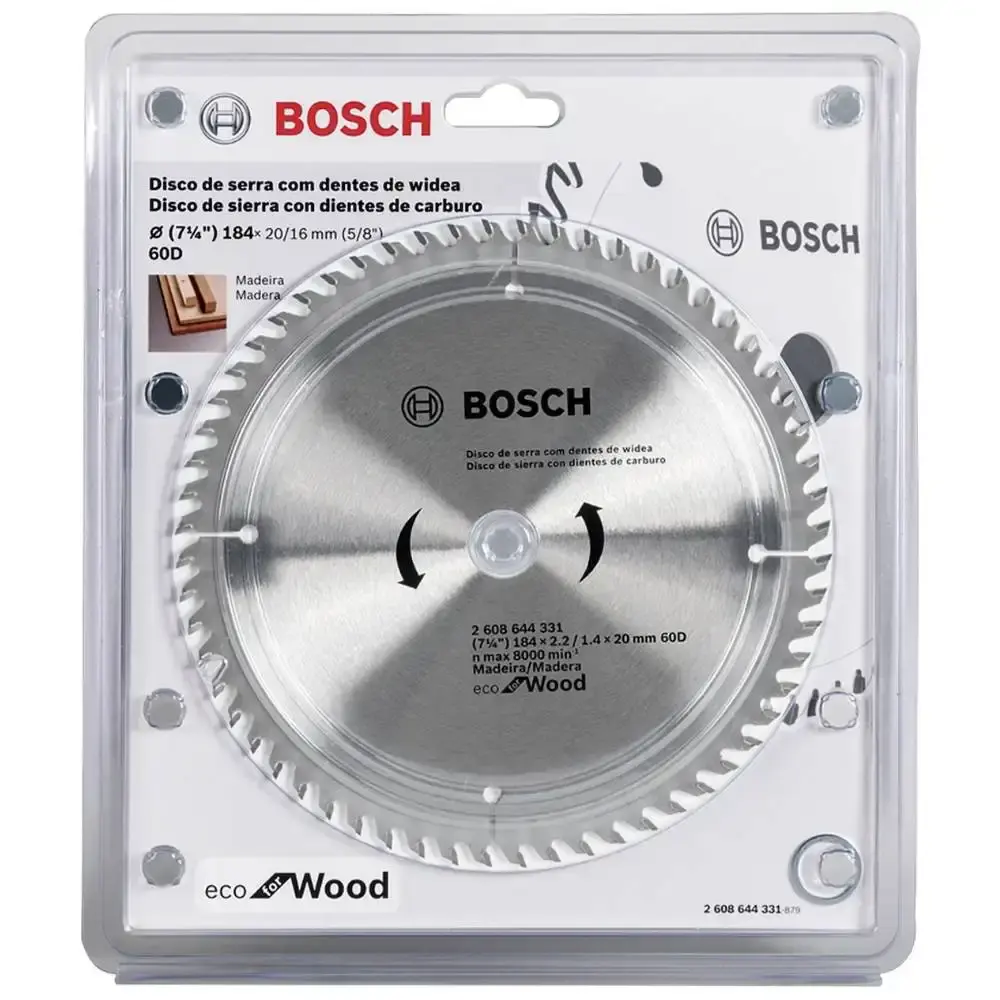 Disco de Serra Circular ECO 184 x 20 MM 60 Dentes BOSCH — fotografia 2