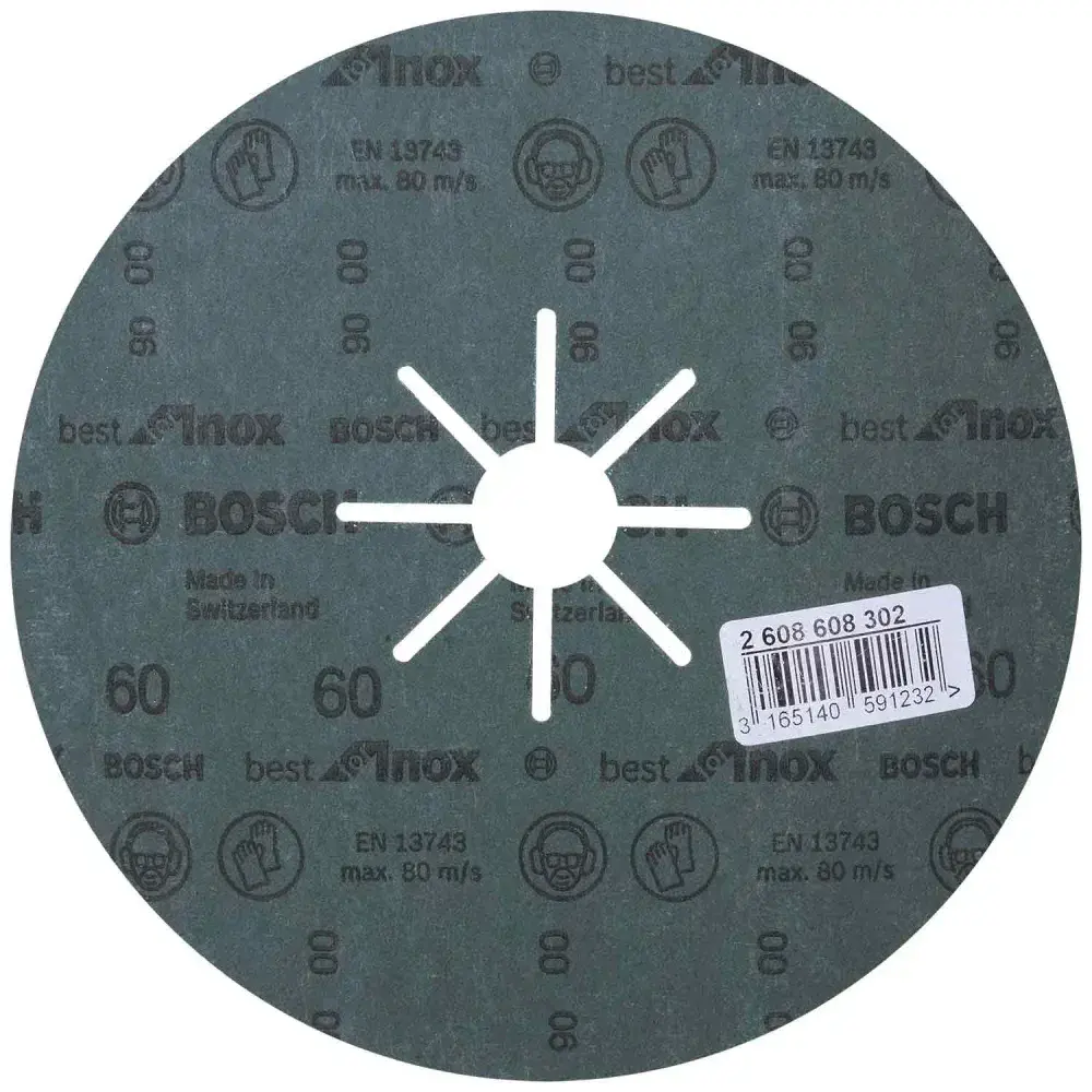 Disco de lixa em fibra 7" (180MM) G60 verde best for inox Bosch — fotografia 5