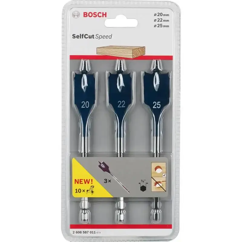 Kit de brocas chatas para madeira com 3 peças n° 20. 22 e 25 x 152 MM Bosch