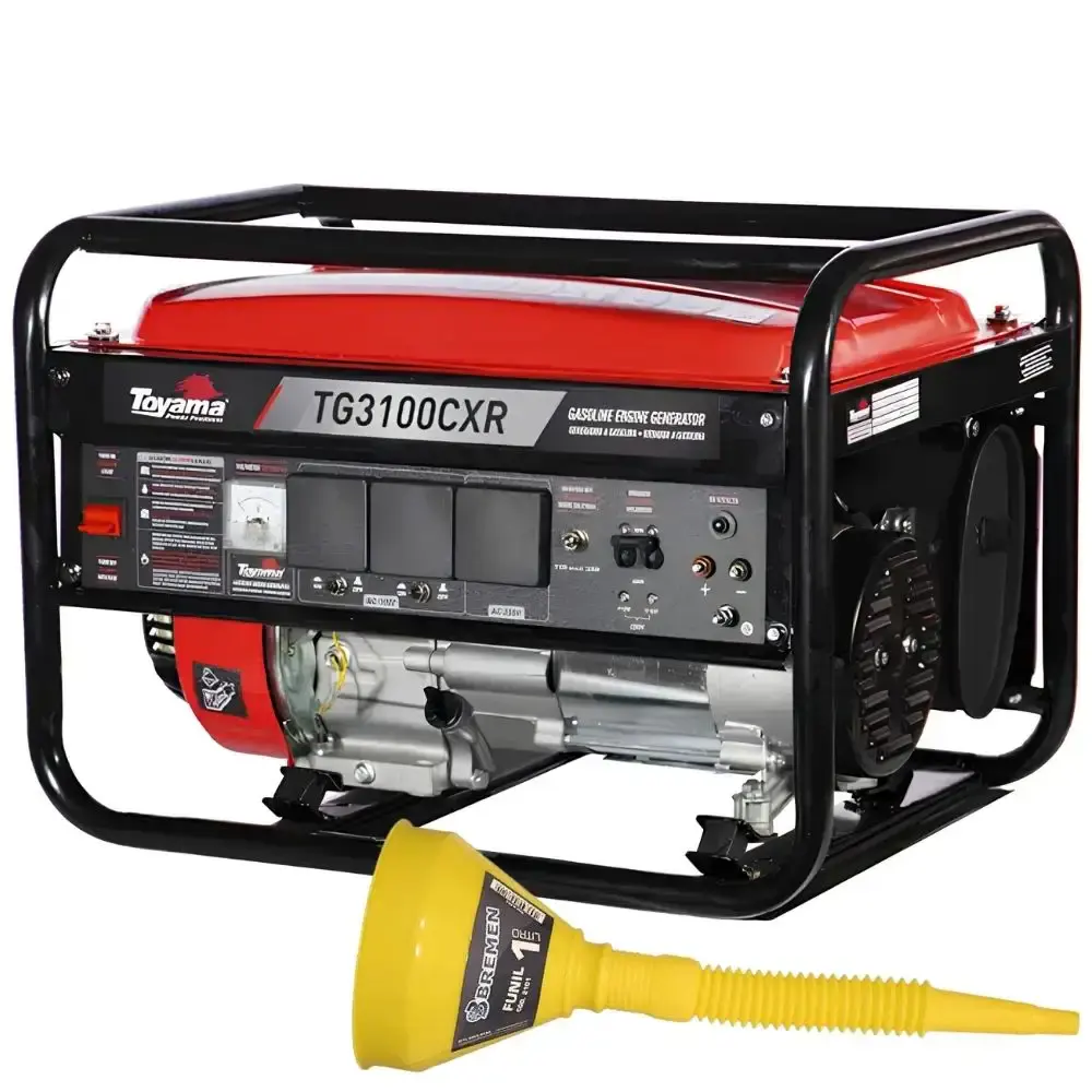 Gerador de energia gasolina 4T 3,2KVA bivolt Toyama com funil amarelo 135MM bremen