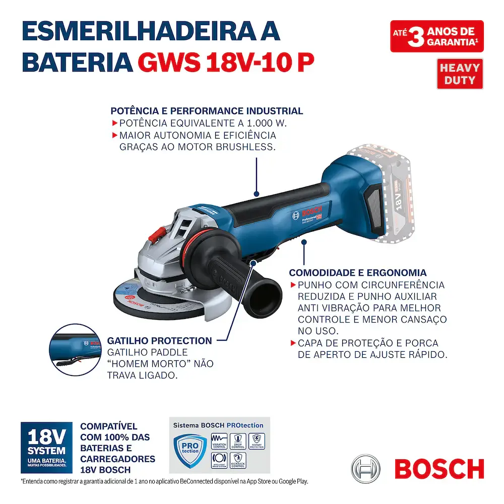 Esmerilhadeira angular sem bateria 5 POL GWS 19J4 18V-10 p Bosch — fotografia 8