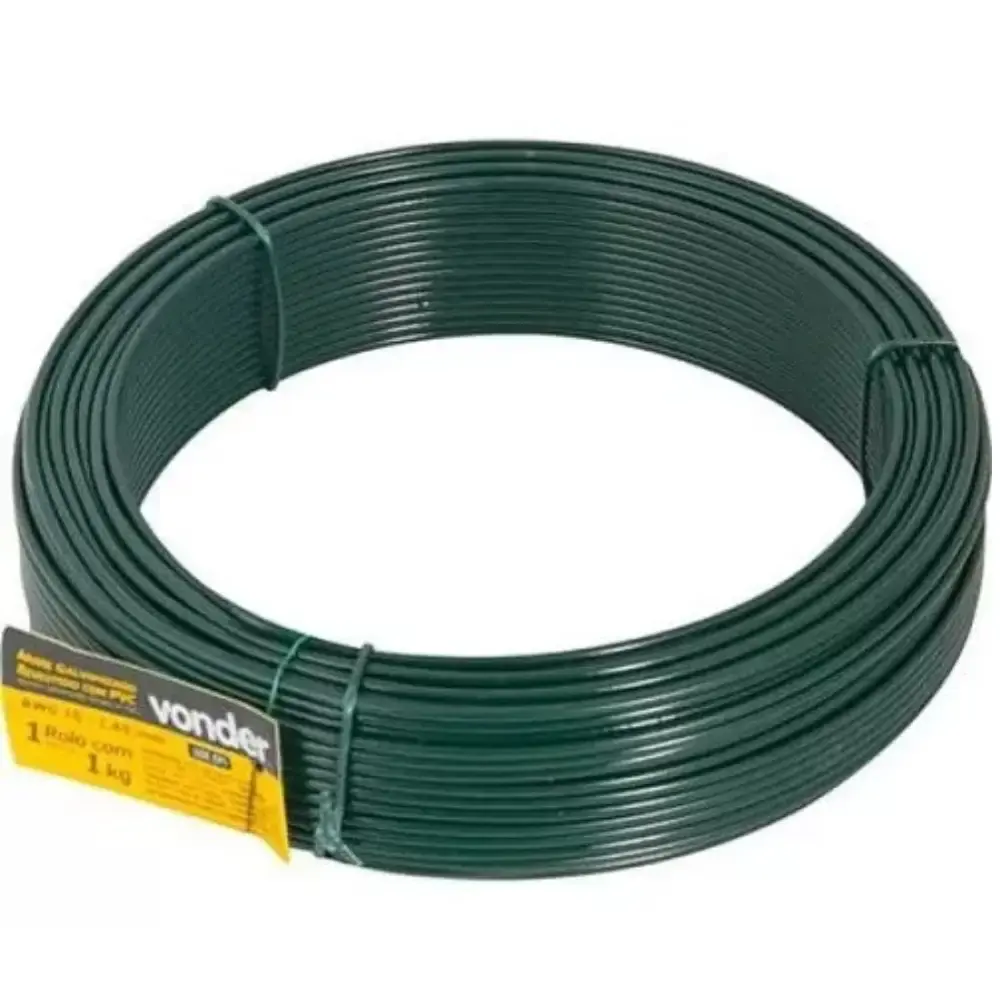 Arame revestido pvc verde rolo 1KG BWG16 Vonder