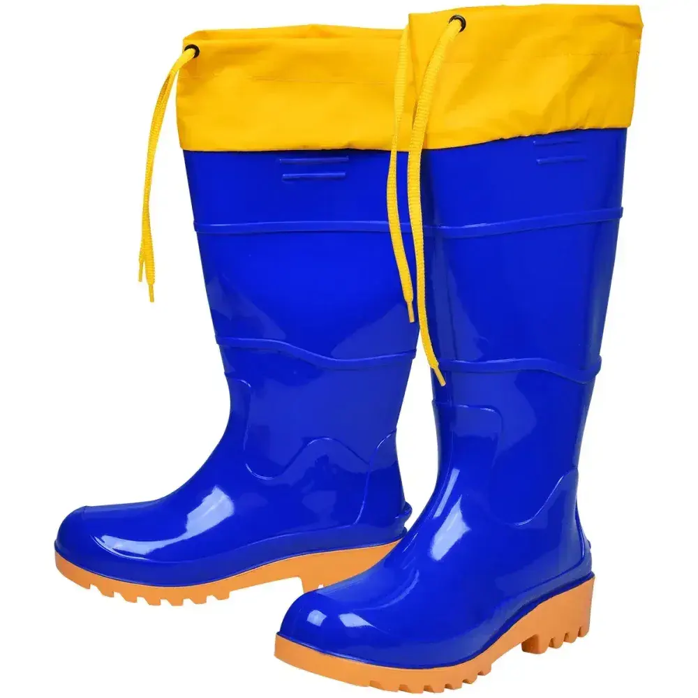 Bota pvc azul/amarela cano longo com polaina N°35 Worker — fotografia 7